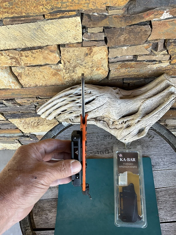 Ka-Bar Llave Garaje Tienda Mecánico Hombre Cueva Regalo Cuchillo Naranja Calavera Kydex Foto 4 de 4