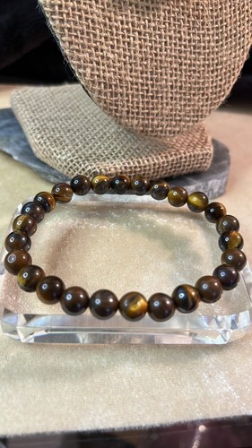 Tiger eye beaded stretch bracelet earrings & necklace 18”set and sterling silver - 第 4/13 張圖片