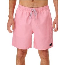 Rip Curl Men's XL Bondi Volley Shorts Swim Trunks Elastic Waist 17" Length Pink