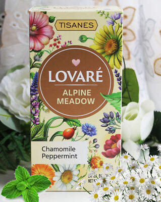 24x1,5g LOVARE Tisanes Tee Alpine Meadow Alpenwiese Kamille Hagebutte Teebeutel