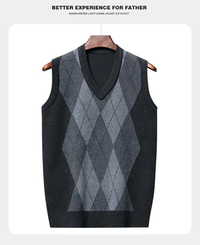 Men's Casual Sweater Tank Top Autumn Thickened Winter Warm Men's Vest - Bild 18 von 28