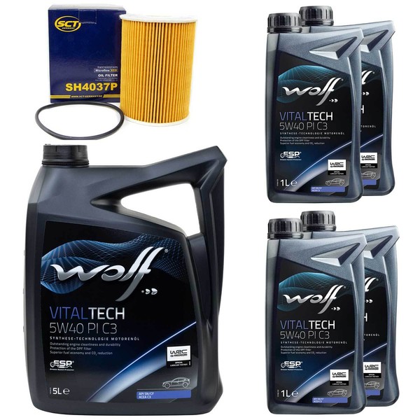 MotoröL Set Wolf Vitaltech C3 5W40 9 Liter + ÖLfilter FüR Porsche 911 Panamera-image