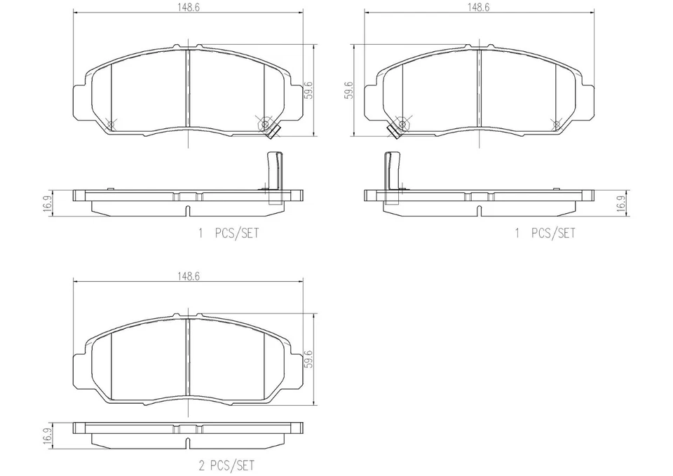 Brembo NAO Ceramic OE Front Brake Pad Set for Acura CL RL TL TSX Honda Accord - Image 3 of 4
