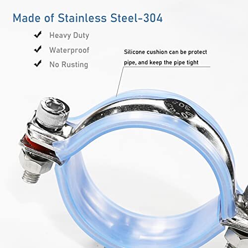 2 Inch Wall Mount Ceiling Mount Pipe Support,2 Pcs Adjustable Stainless Steel... - Bild 2 von 6