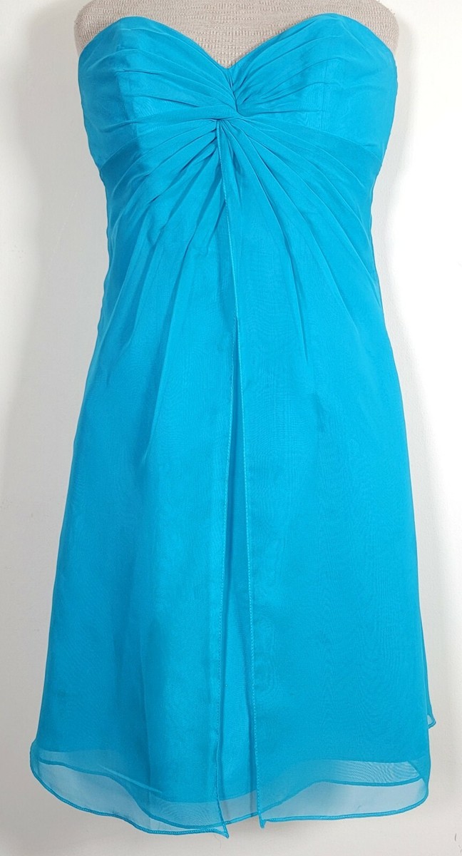 Eden Maids Dress Size 4 Aqua Blue Strapless Bridesmaid Collection Empire Waist