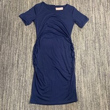 LIU&QU Ruched Bodycon Midi Dress Casual Fitted Short Sleeve Size M