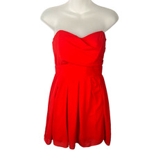 TFNC London ASOS Little Red Dress Sleeveless Pleated Skirt Chifon Women's Size S