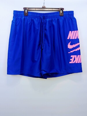 Nike Swim Men's 7'' Volley Shorts Trunks XXL Blue Pink NESSD514 Swimming NWT
