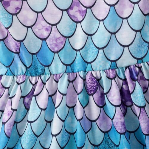 Girls Dress Kid Floral Ruffle Sleeve Mermaid Sundress Summer 3-4T 2-1# Mermaid - Picture 3 of 7