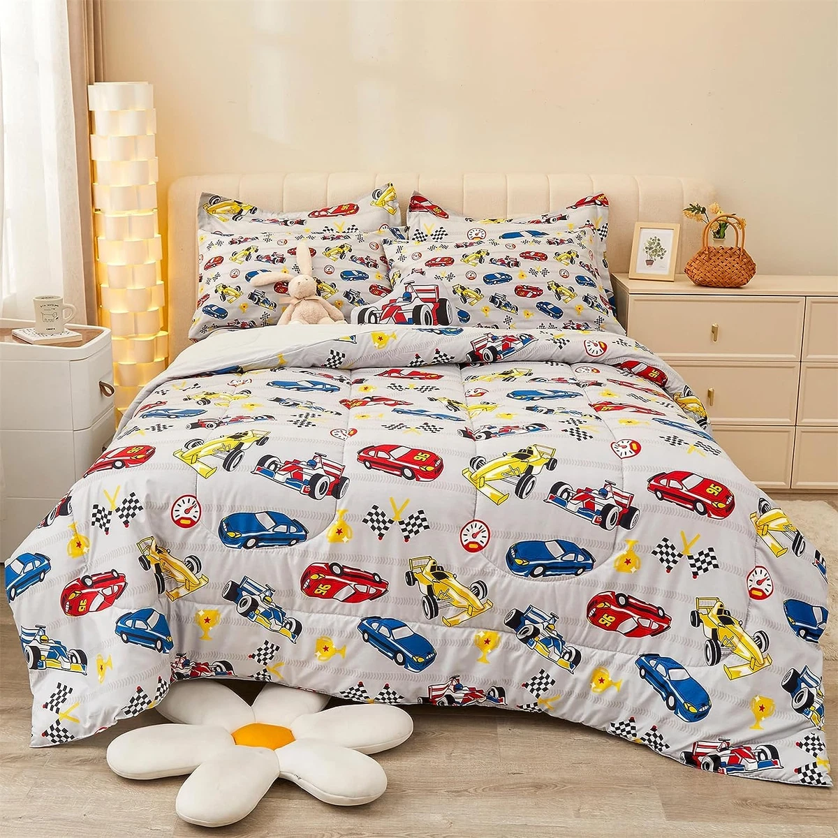 Twin Size Race Car Comforter Sets for Boys Kids