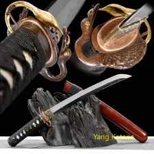 HandMade Japanese Sword Samurai Katana 丹顶鹤 T10 Steel Clay Tempered Blade Tanto