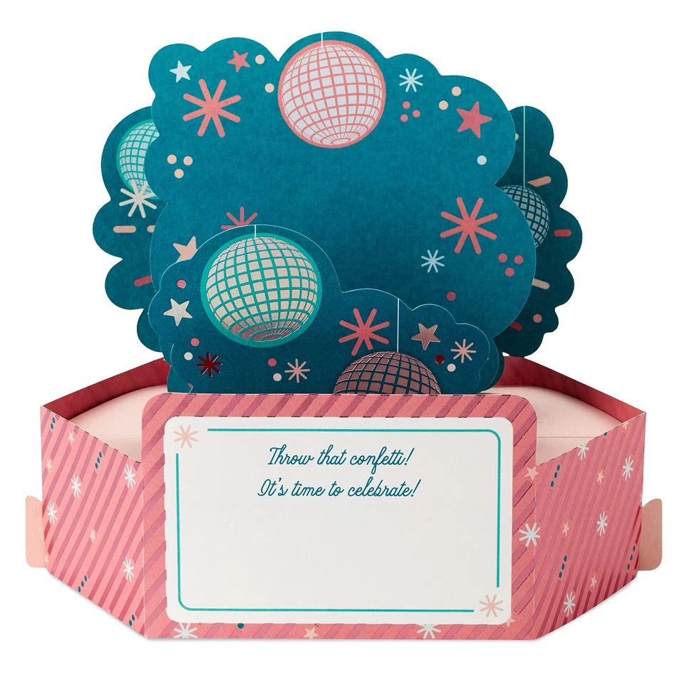 Hallmark Paper Wonder Pop Up Congratulations Card for Graduation (Disco Balls) - Image 3 of 4