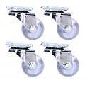 4 Pcs Lenkrolle Heavy Duty Transparent PU Industrielle Rad Platte Rollen 