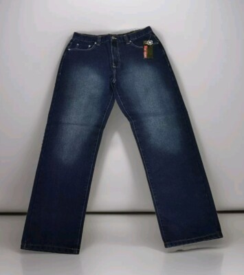 Mens Northpoint Blue Denim Jeans Embroidered NWT Size 34x31 Straight Leg