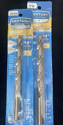 Set Of 2 Century Drill & Tool 26225 25/64 & 26228 7/16Pro Grade Cobalt Drill Bit
