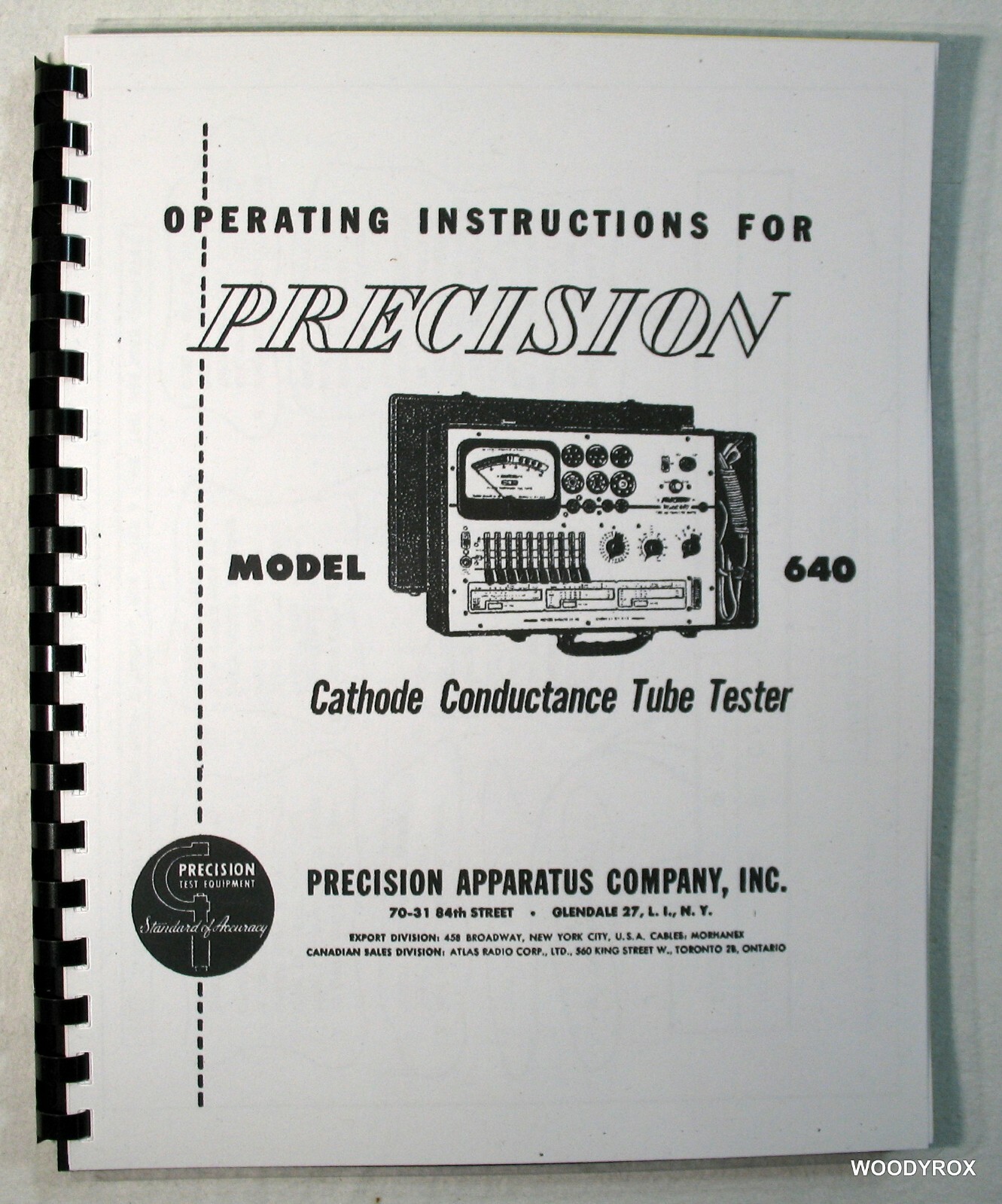 Manual: Precision PACO 640 Tube Tester Instructions Schematic Tube Data ...