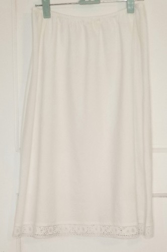 Vintage Deena Women's White Cotton Blend Half-Slip Size Large Lace Detail