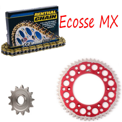 HONDA CRF250R 04-17 Renthal R1 Gold Chain Renthal Twinring Sprocket Kit Red