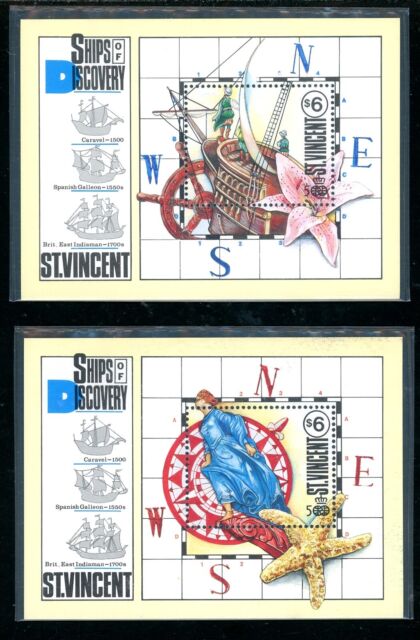 St. Vincent Scott #1452-1453 MNH S/S Columbus Discovery 500th ANN CV$13+
