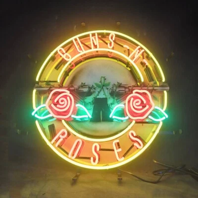 Guns N Roses Glass Neon Light Sign Bar Party Artwork Visual Wall Sign 19"x19"