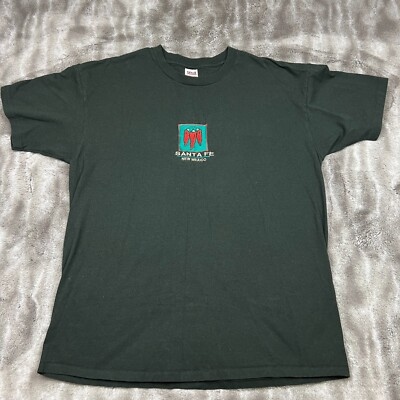 #ad Vintage Sante Fe Shirt Mens 2XL Black New Mexico Southwest Chiles Made in USA $12.50