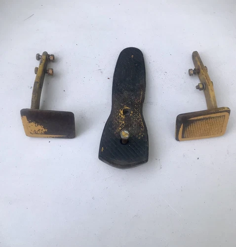 Vintage Yale G51C Forklift Gas Brake Pedal Set 3 Pedals Yellow Metal OEM Parts