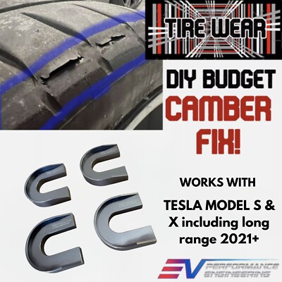 TESLA Model S X PLAID- REAR CAMBER KIT ALIGNMENT SHIMS -DIY TIRE WEAR FIX 1.5deg