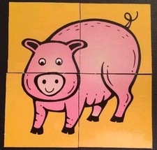 Puzzles 8 I Know My ABCs 16 Pieces Reversible Pig Horse Cat Zebra Spaceship