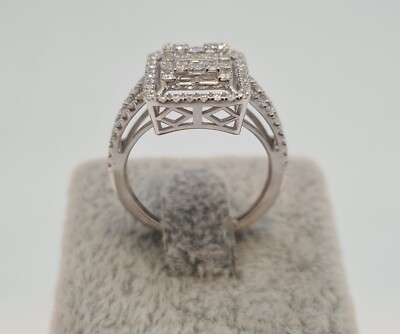 Bague Cocktail En Or Blanc 18 Carats Avec Diamants Naturels - Poids 4.53 G, Taille 57, Neuve
