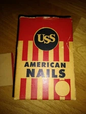 VINTAGE USS AMERICAN NAILS EMPTY CARDBOARD BOX GREAT GRAPHICS AND COLORS NO TOP