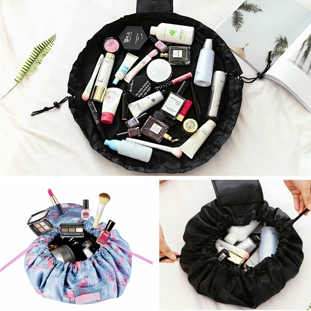 Portable Drawstring Makeup Bag Travel Cosmetic Bag Pouch Toiletry Organizer