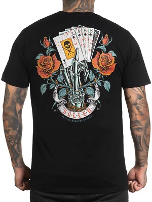 Sullen Men's Aces & Eights Short Sleeve Premium T-shirt Skeleton Cards Roses Tee