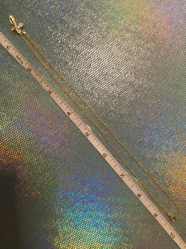 Pingente cruz folheado a ouro 18K cristal água-marinha novo na caixa pedra de nascimento março 17" corrente - Imagem 4 de 4