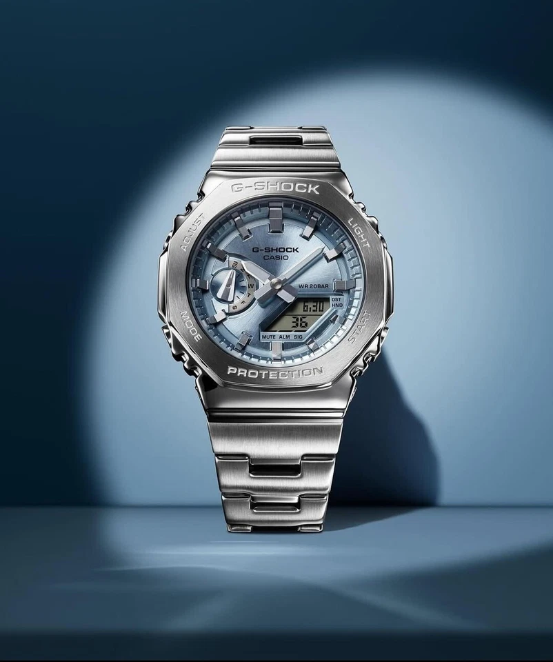 "Casio G-SHOCK GM-2110D-2A Stainless Steel Watch – Icy Blue Dial – Men's Analog- - Image 3 of 4