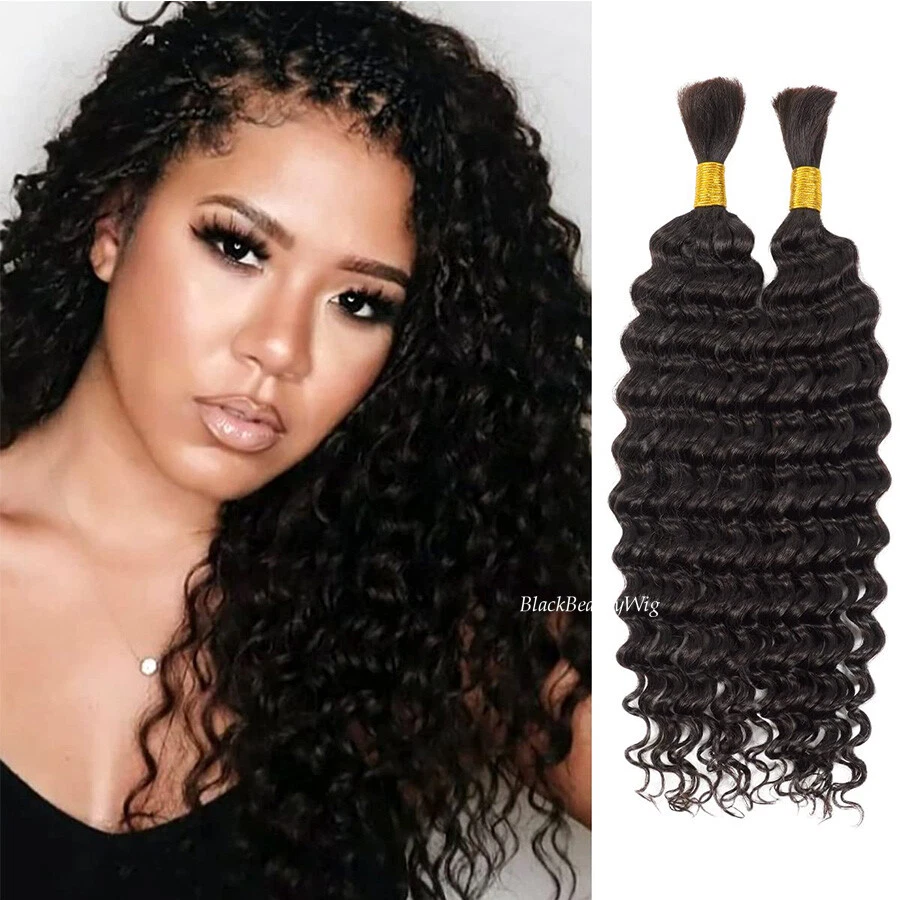 Deep Curly Human Hair Bulk For Braiding Micro Braids Hair No Weft  100g/Bundle