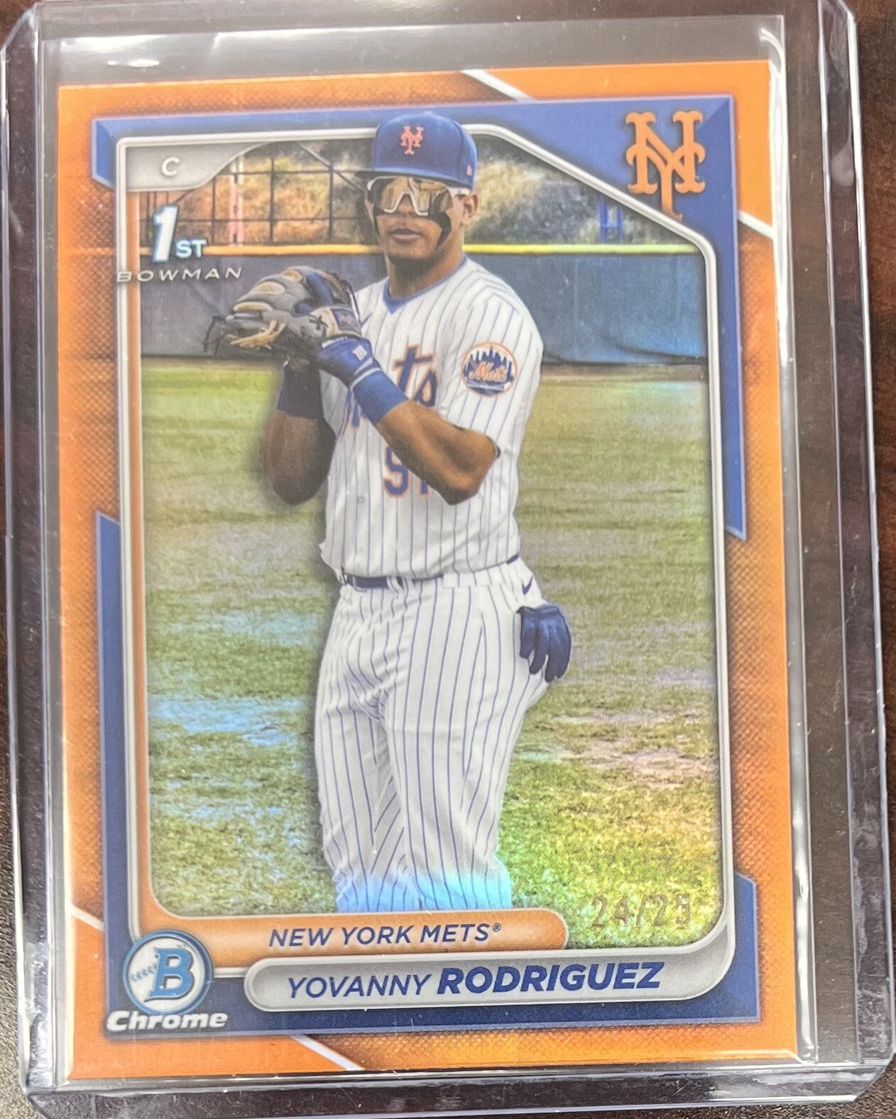2024 BOWMAN CHROME BASEBALL AUTO ORANGE LAVA YOVANNY RODRIGUEZ 24/25 Mets 1st