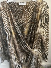 Calvin Klein Womens Wrap Dress No Sz Tag- See Pics Cheetah Print Stretchy Brown 