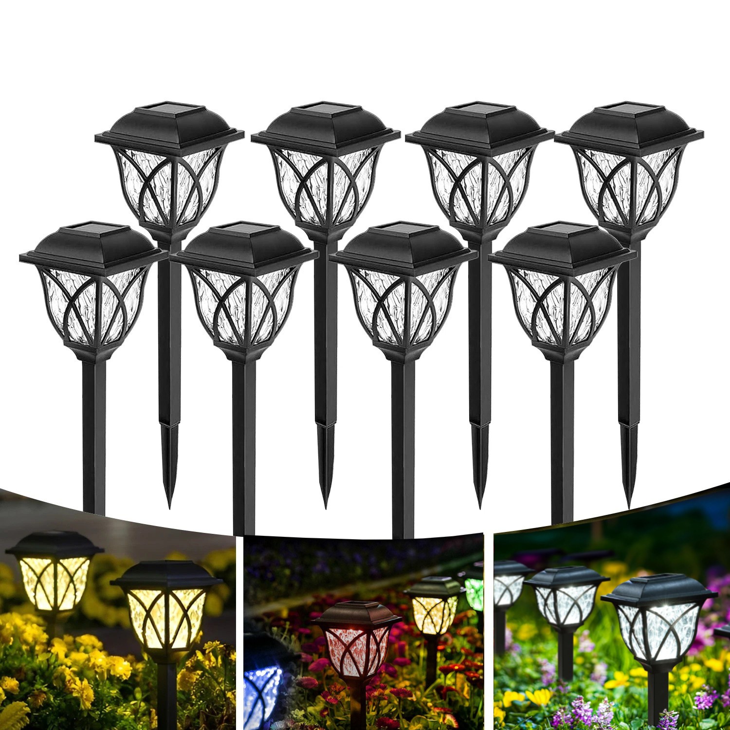 8 Pack Solar Garden Lights Outdoor Waterproof Landscape LED Lamp Pathway Yard US