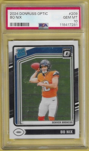 2024 Optic Rated Rookie Bo Nix Broncos RC PSA 10