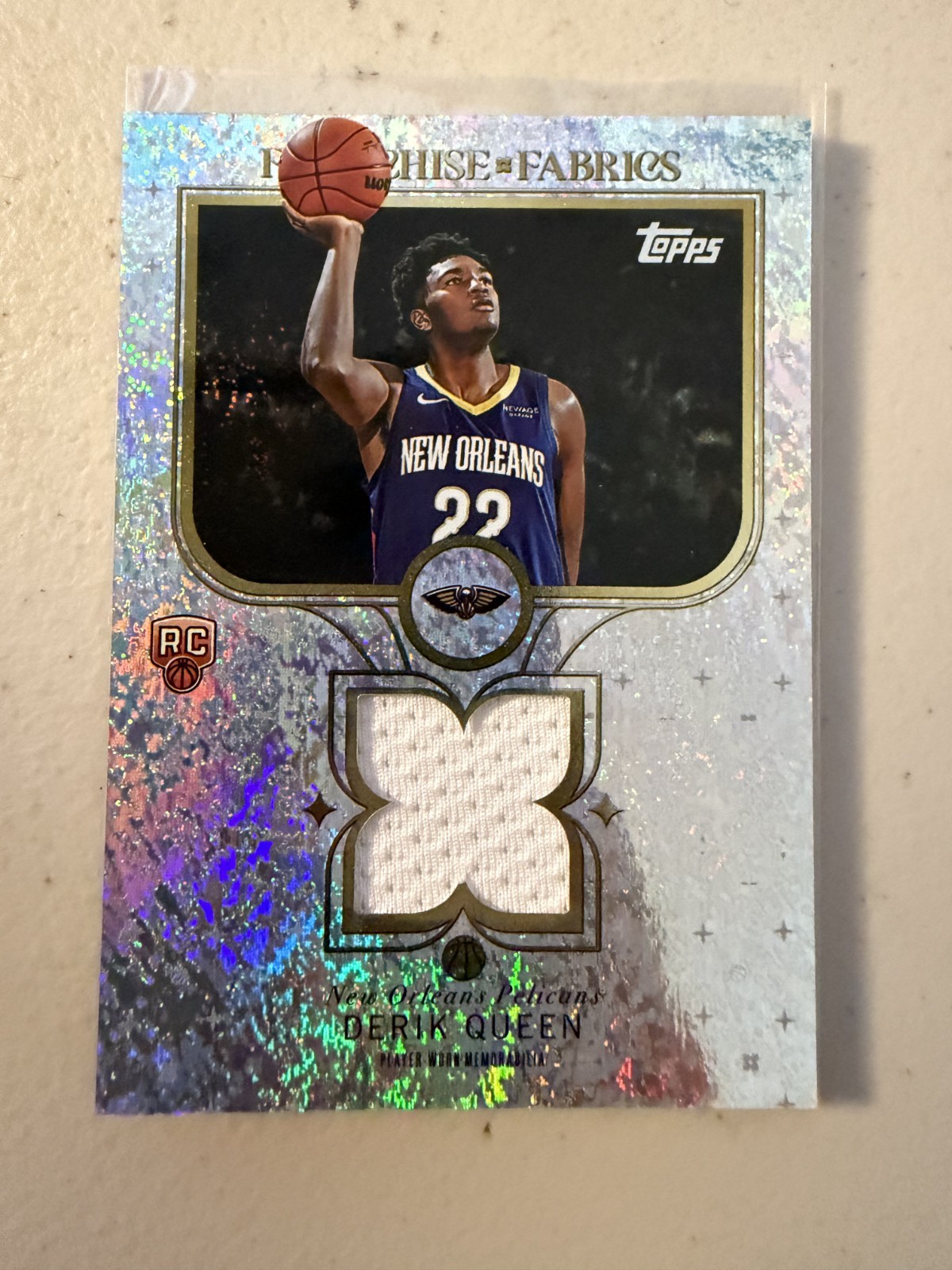 2025 Topps Basketball #FF-DQ Derik Queen Franchise Fabrics Holo Rookie Patch RC