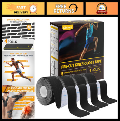 Kinesiology Tape 80 Count - Precut Elastic Strips for Muscle Pain Relief & Joint