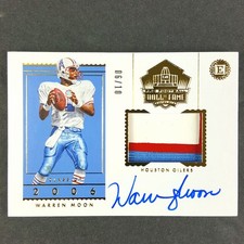 2019 Encased Warren Moon Auto On Card Jersey Player Worn HOF Gold Oilers #6/10 