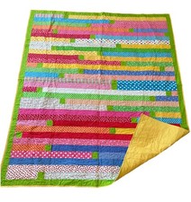 New Handmade Quilt Bright Cheerful Colors Throw 58 x68" Machine Quilted Made USA
