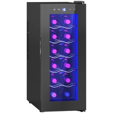 HOMCOM Cantinetta Frigo 12 Bottiglie Display Touch Doppio Controllo Temperatura