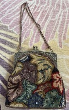 Vintage Jessica McClintock Beaded Purse Evening Clutch Kiss Lock