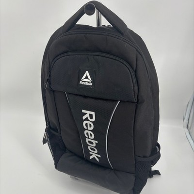Reebok black backpack laptop compartment minimalist full size school gym travel