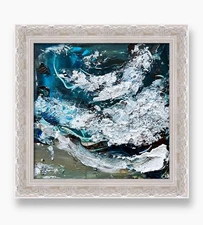 Norway Arctic Coast Deep Storm Abstract Sea Painting Textured Wall Art Framed 6”