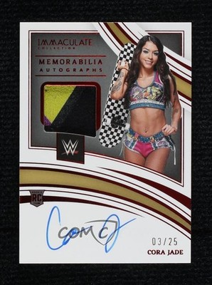 2022 Panini Immaculate WWE Memorabilia Red 3/25 Cora Jade Rookie Auto RC 2t1