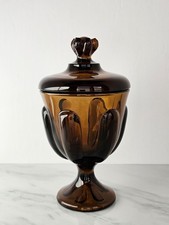 Vintage Viking Glass Brown Epic 6 Petal Candy Dish   