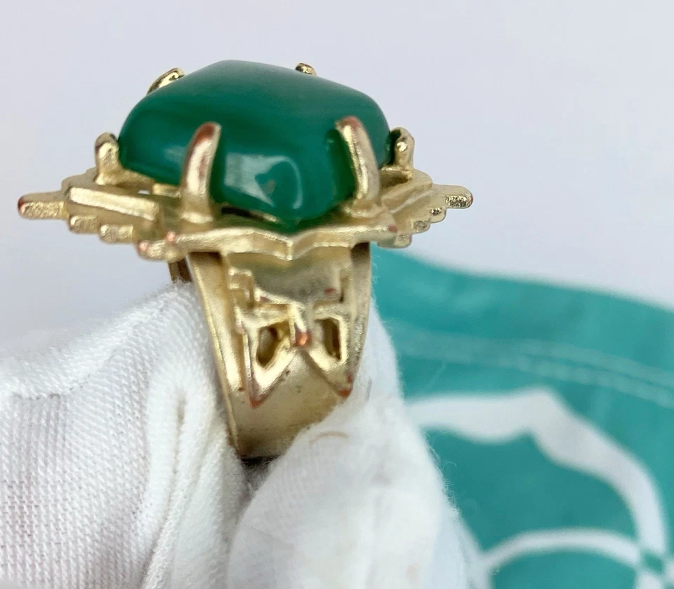 Anillo de cóctel vintage Kendra Scott de oro amarillo rosa en piedra verde talla 7 Foto 3 de 4